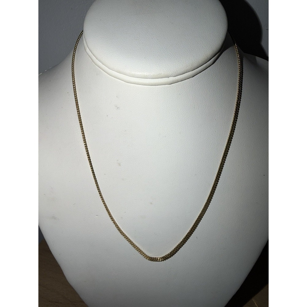 Vintage Gold Tone Flat‎ Cuban Chain Necklace Korea 18"